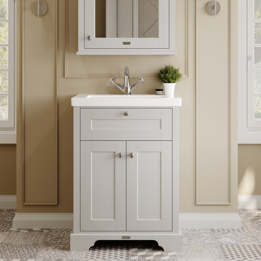 Hudson Reed Old London 600mm Timeless Sand 2-Door Vanity Unit & Fireclay Basin