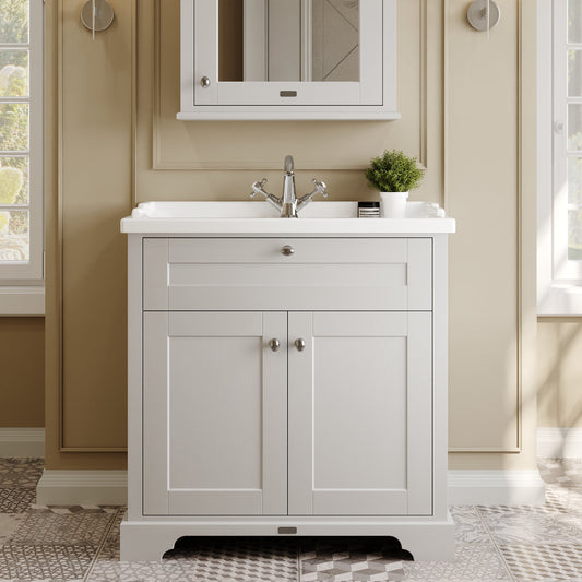 Hudson Reed Old London 800mm Floor Standing 2 Door Vanity Unit with 1 Tap Hole Ceramic Basin