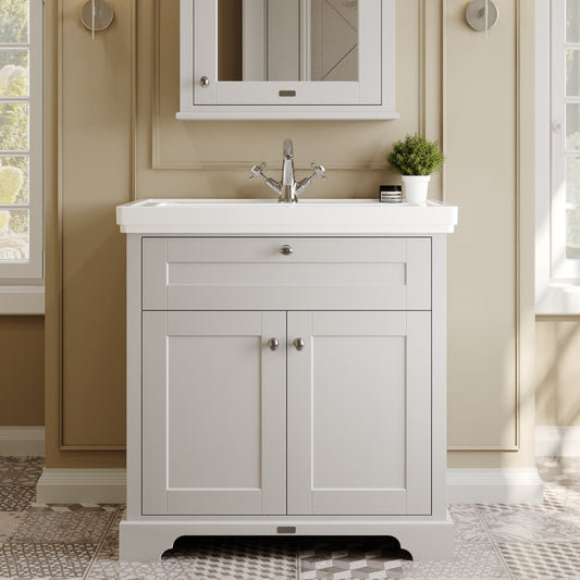 Hudson Reed Old London 800mm Floor Standing 2 Door Vanity Unit Including Fireclay Basin