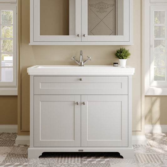 Hudson Reed Old London 1000mm Timeless Sand Floor Standing Vanity Unit With Fireclay Basin