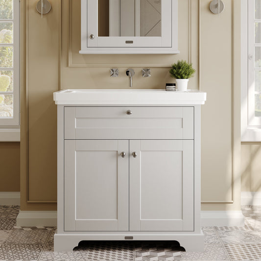 Hudson Reed Old London 830mm Floor Standing 2 Door Vanity Unit With Fireclay Basin