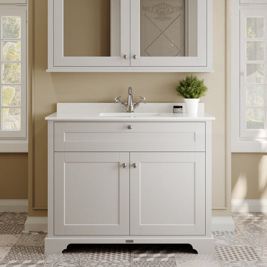 Hudson Reed Old London 1000mm Floor Standing 2 Door Vanity Basin Unit With Square Basin & Marble Top