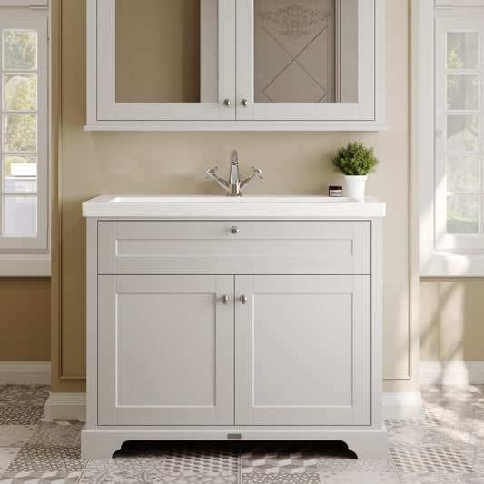 Hudson Reed Old London 1030mm Timeless Sand 2-Door Basin Unit with Fireclay Basin