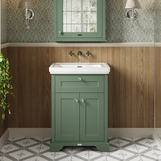 Hudson Reed Old London 600mm Floor Standing 2 Door Vanity Unit & 0 Tap Hole Fireclay Basin