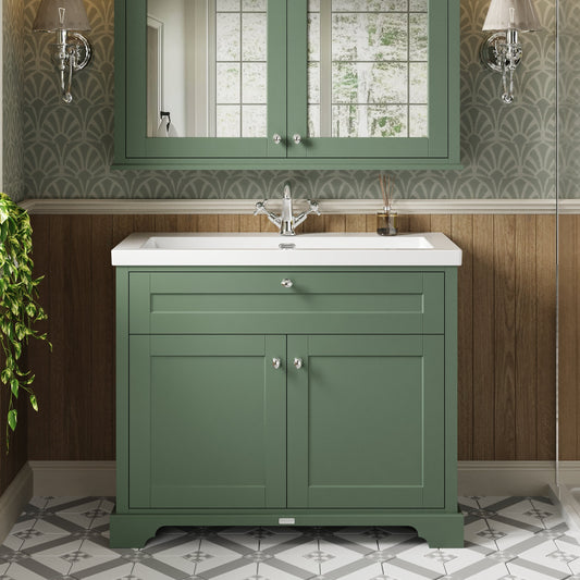 Hudson Reed Old London Hunter Green 2-Door Vanity Unit With Basin