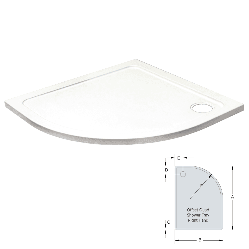 K-Vit 1200 x 900mm RH Offset Quad Low Profile Tray