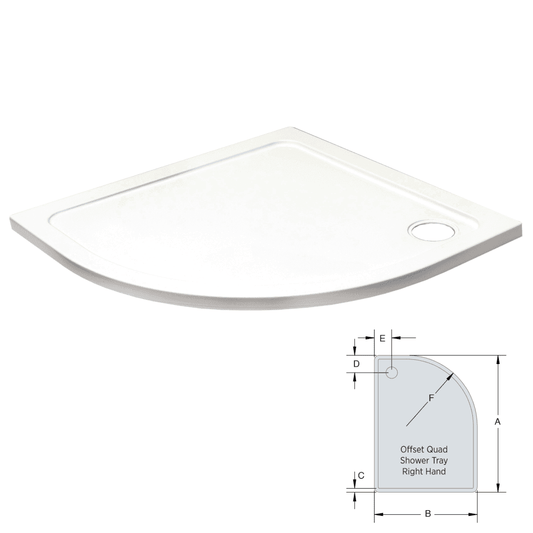K-Vit 900 x 800mm RH Quadrant Low Profile Tray