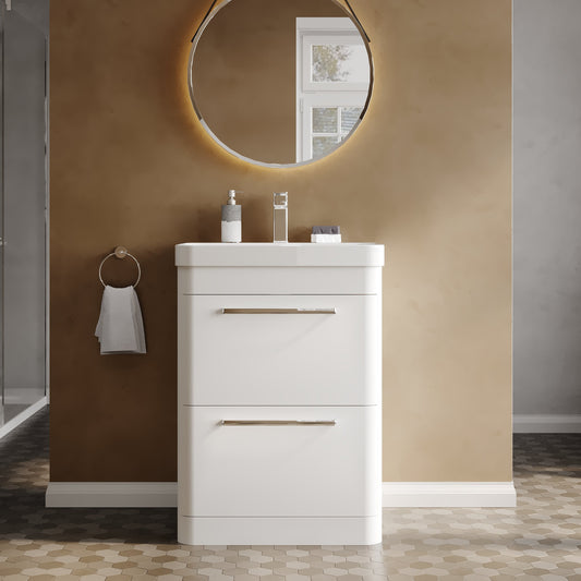 Hudson Reed Solar 600mm Floor Standing 2 Drawer Vanity Unit With Ceramic Basin
