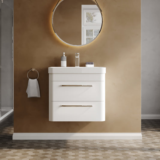 Hudson Reed Solar 600mm Wall Hung 2 Drawer Vanity Unit With Ceramic Basin