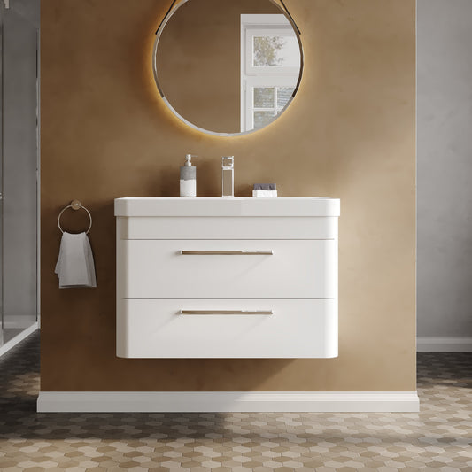 Hudson Reed Solar 800mm Wall Hung 2 Drawer Vanity Unit With Ceramic Basin