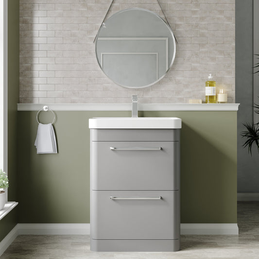 Hudson Reed Solar 600mm Floor Standing 2 Drawer Vanity Unit With Ceramic Basin
