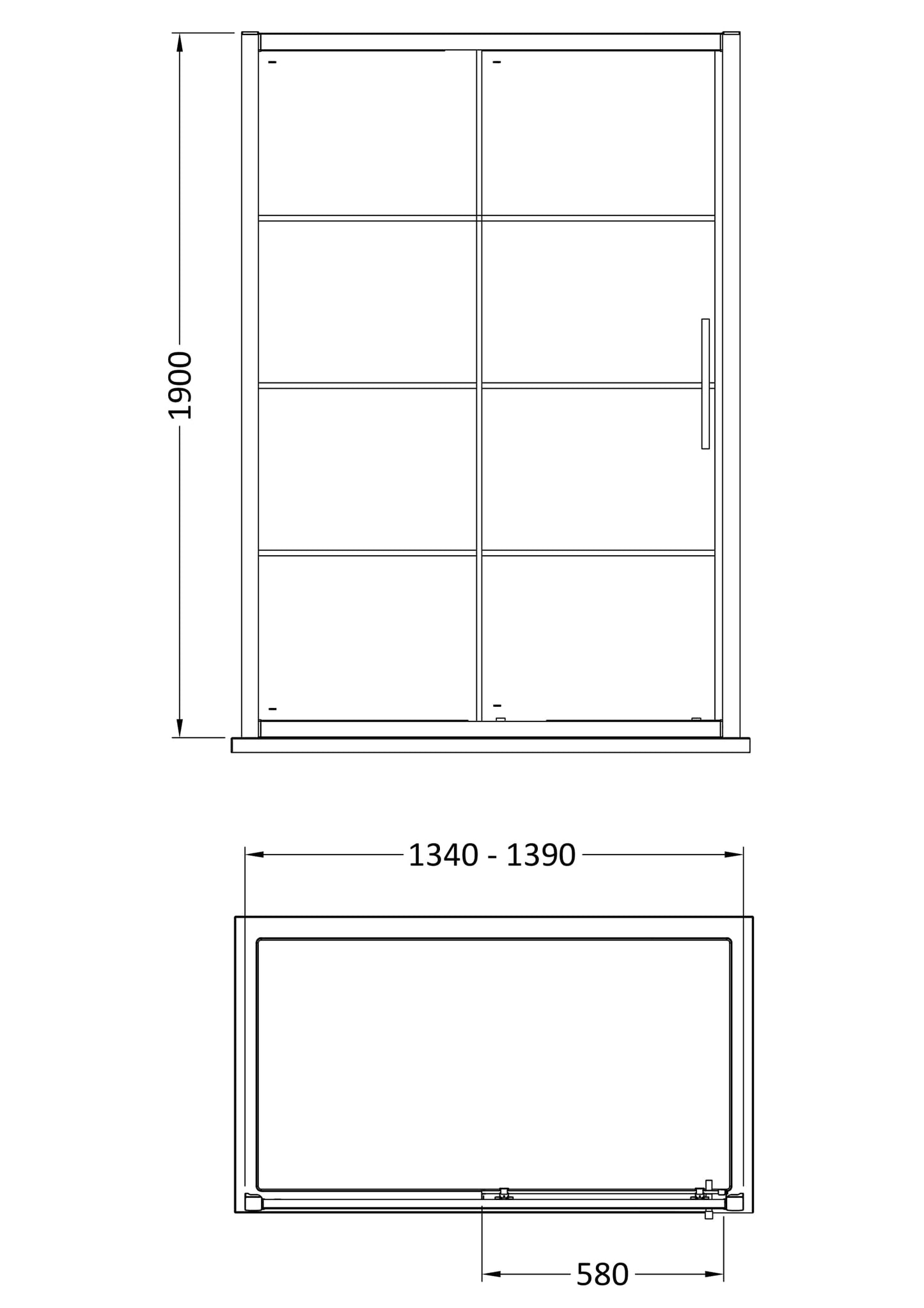 Apex 1400mm Sliding Shower Door 8mm Glass