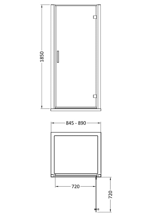 Hudson Reed Pacific 900mm Hinged Shower Door