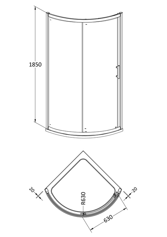 Hudson Reed Pacific 860mm 6mm Glass Chrome Quadrant Sliding Shower Enclosure