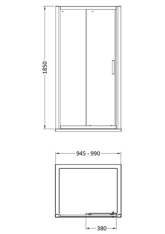 Hudson Reed Pacific 1000mm 6mm Glass Single Sliding Shower Door With Handle