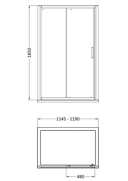 Hudson Reed Pacific 1200mm 6mm Glass Sliding Shower Door