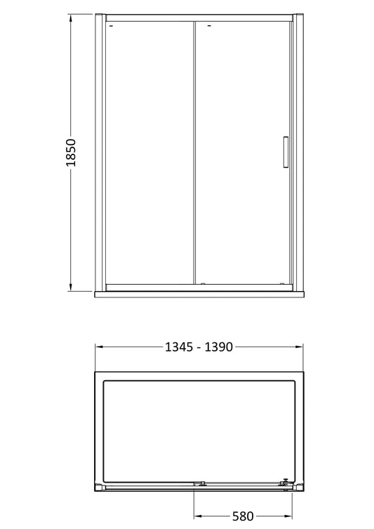 Hudson Reed Pacific 1400mm Single Sliding Shower Door Including Handle