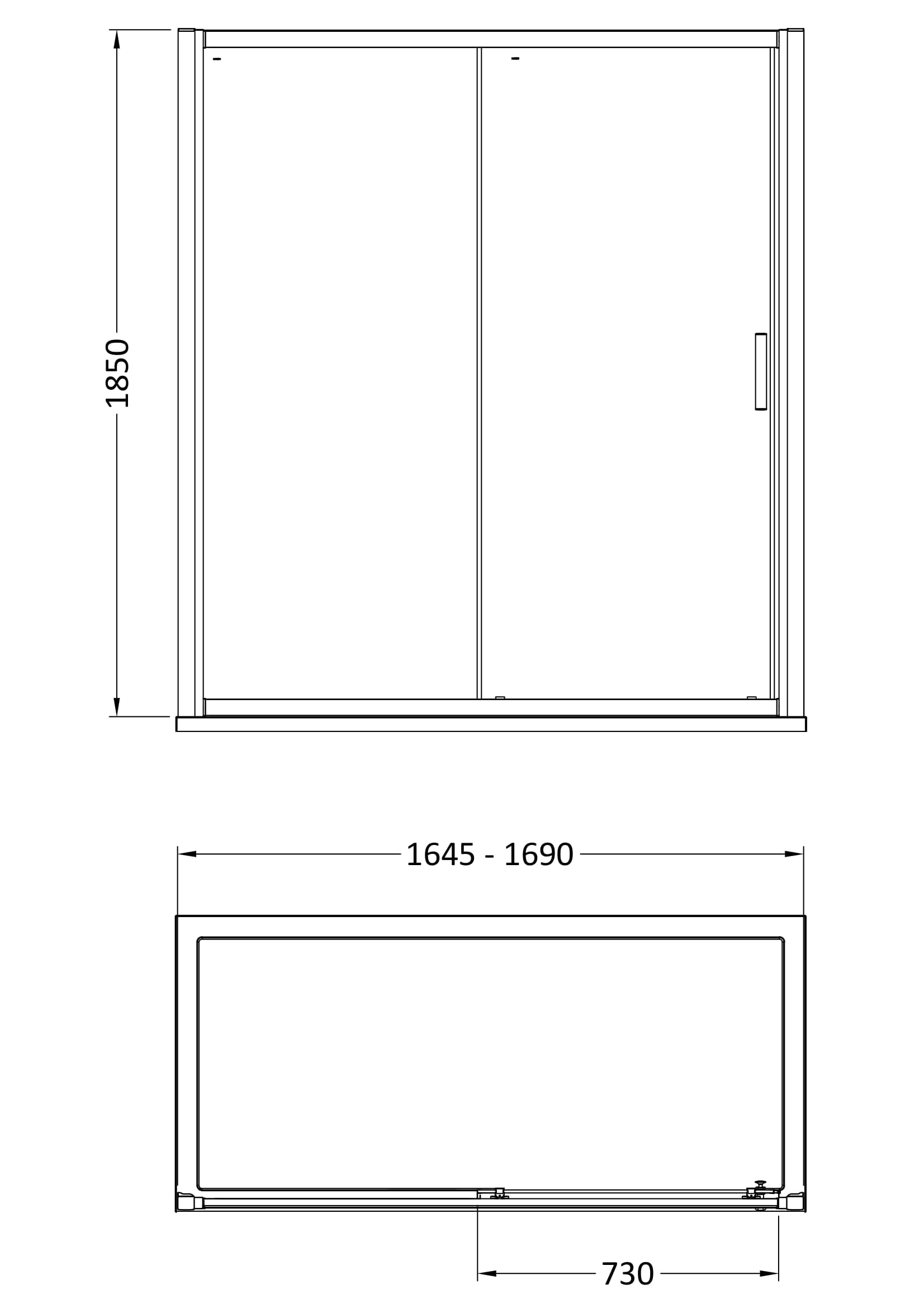 Pacific 1700mm Single Sliding Door 6mm Glass