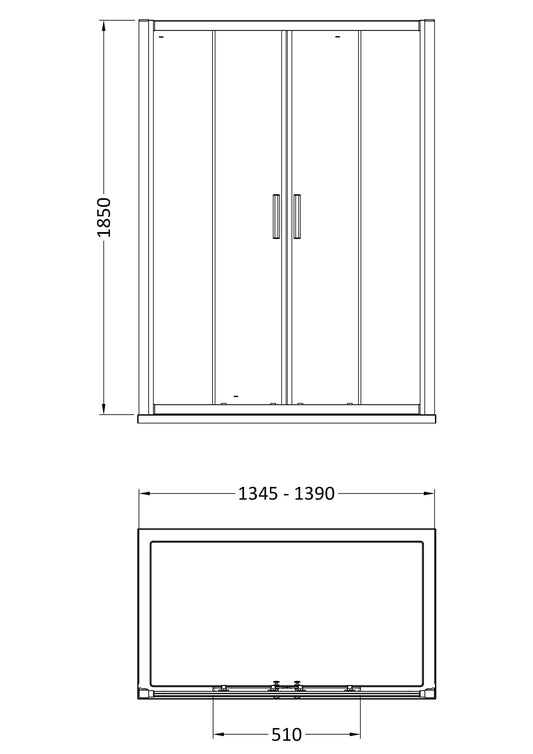 Hudson Reed Pacific 1400mm Double Sliding Door Shower Enclosure