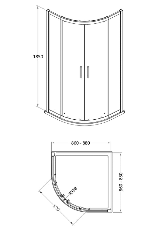 Hudson Reed Pacific 900mm Chrome Quadrant Shower Enclosure