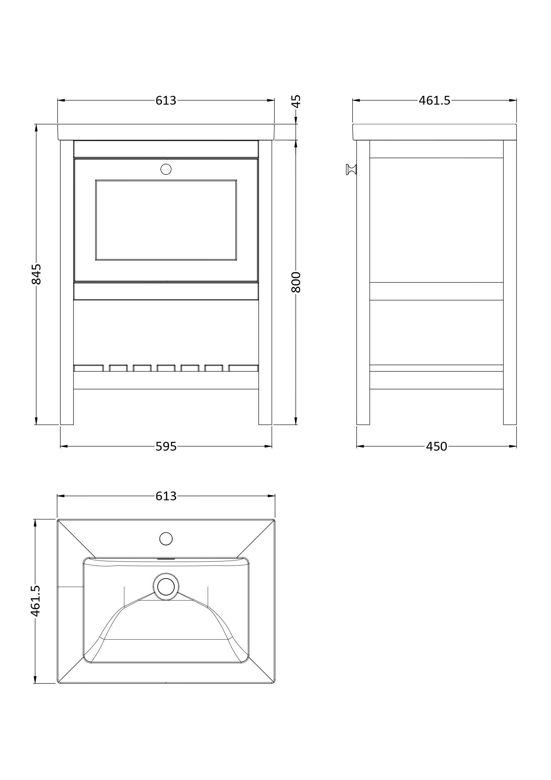 Hudson Reed Bexley 600mm Traditional Cool Grey 1 Drawer Floor Standing Vanity Unit With Basin