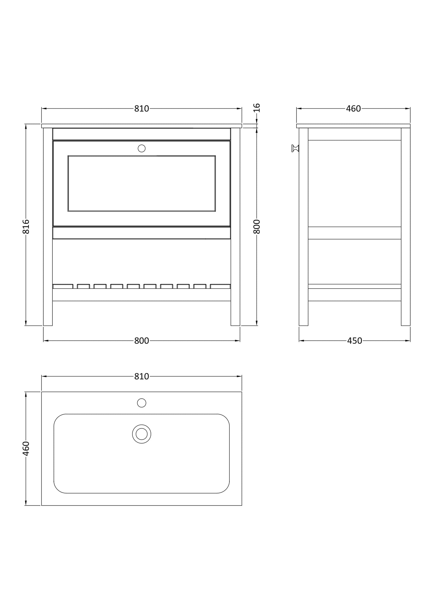 Bexley Floor Standing 1 Drawer Vanity & 1 Tap Hole Stone Basin, 800mm - Cool Grey