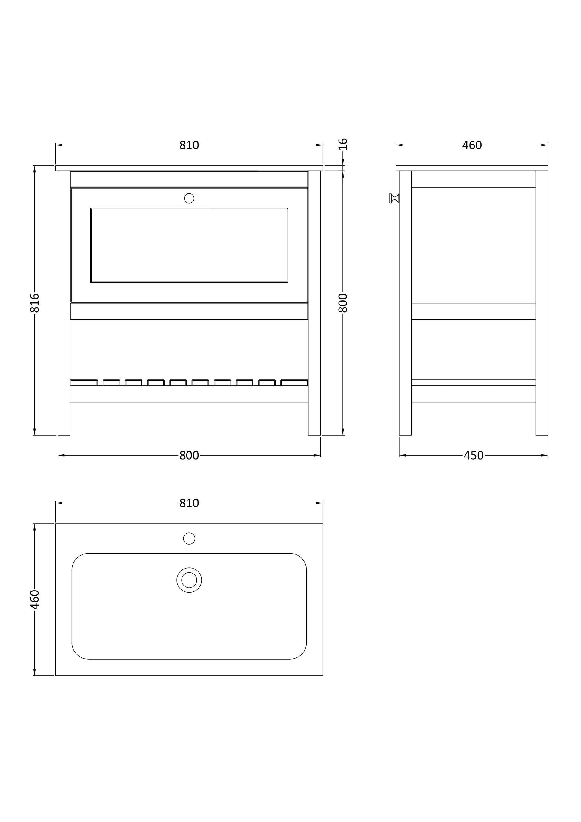 Bexley Floor Standing 1 Drawer Vanity & 1 Tap Hole Stone Basin, 800mm - Cool Grey