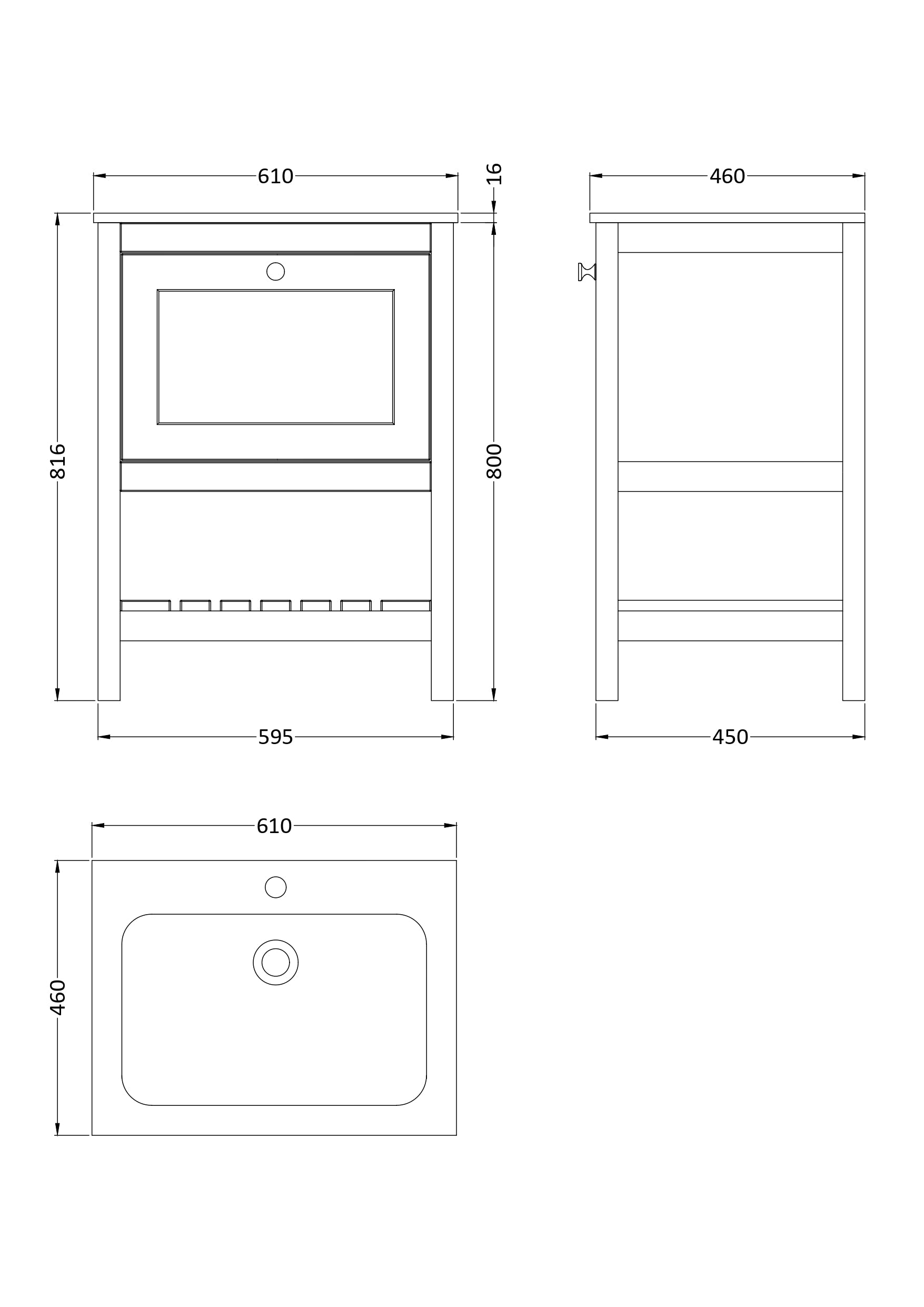 Bexley Floor Standing 1 Drawer Vanity & 1 Tap Hole Stone Basin, 600mm - Fern Green