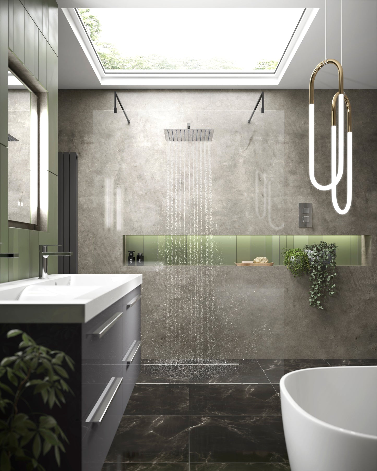 Hudson Reed 800mm Matt Black Wetroom Screen With Arms and Feet