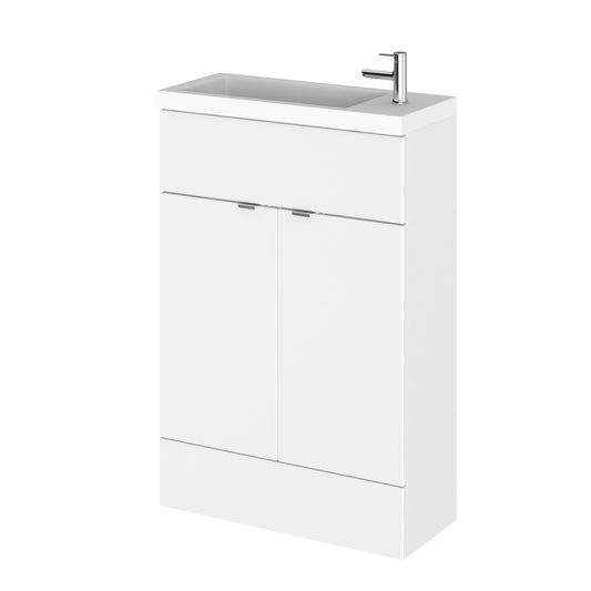 Hudson Reed Fusion 600mm Compact Gloss White Floor Standing 2 Door Vanity Unit With Basin