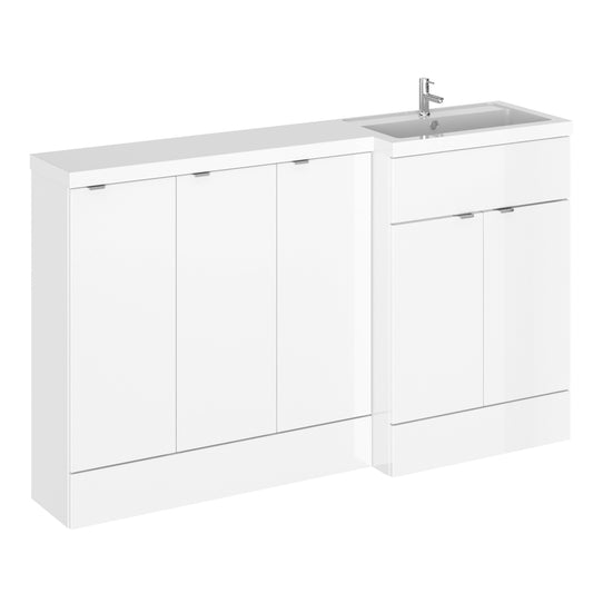 Hudson Reed Fusion 1500mm Gloss White Floor Standing Right Hand Vanity Basin Combination With Handles