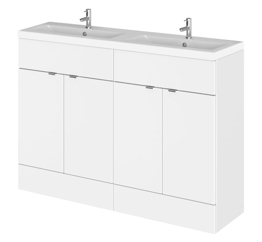 Hudson Reed Fusion 1200mm Floor Standing 4 Drawer Vanity Unit & Twin Basin With Soft Close