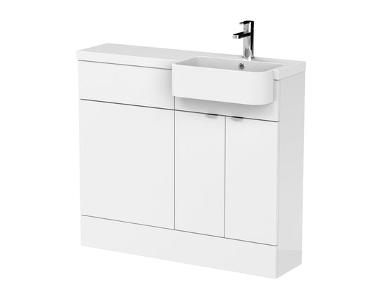 Hudson Reed Fusion 1005mm Floor Standing 2 Door Vanity & Toilet Combination with Semi Recessed Basin, Soft Close Doors