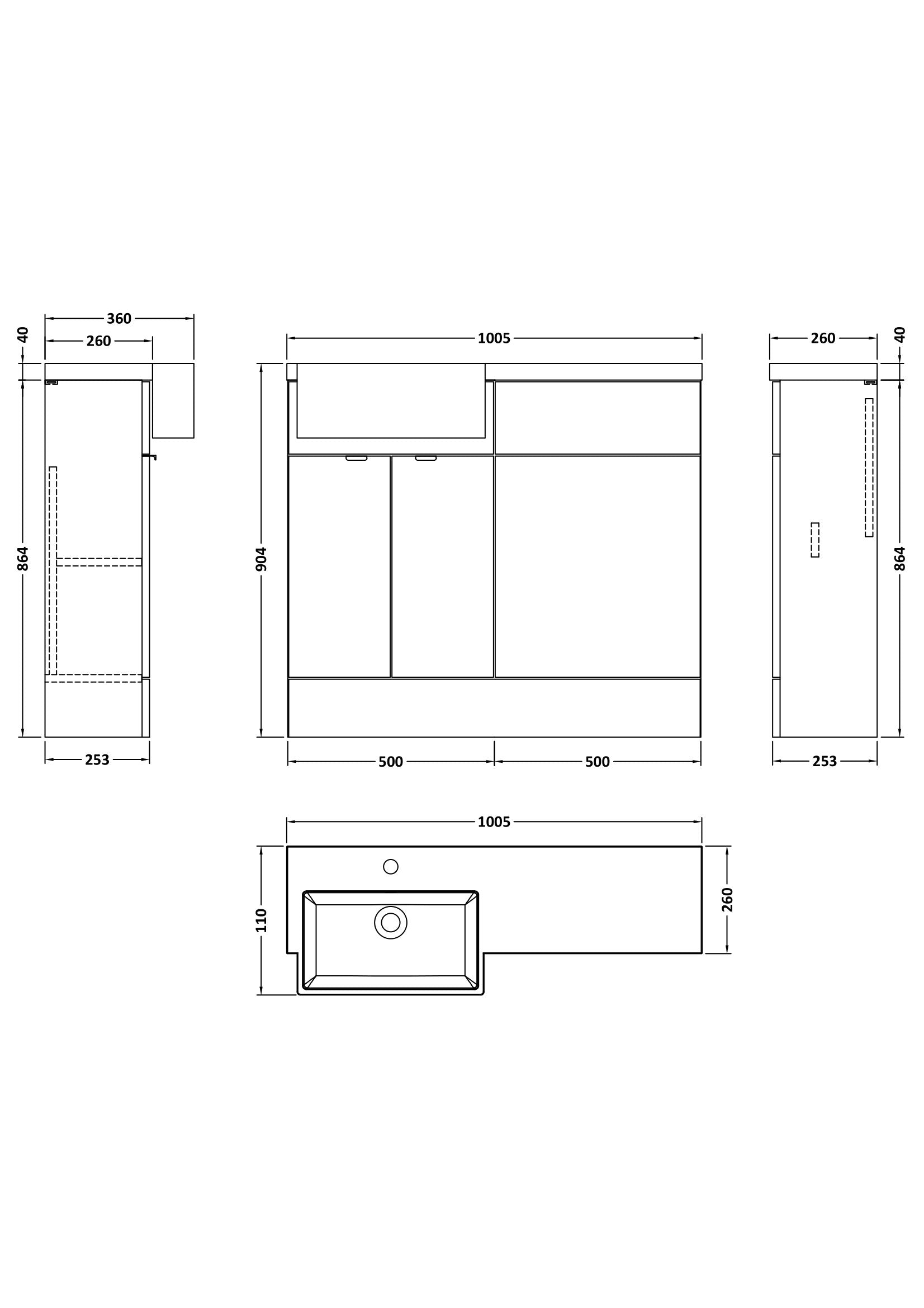 Hudson Reed Fusion 1000mm Floor Standing 2 Door Vanity Unit & Toilet with Left Hand Semi Recessed Basin