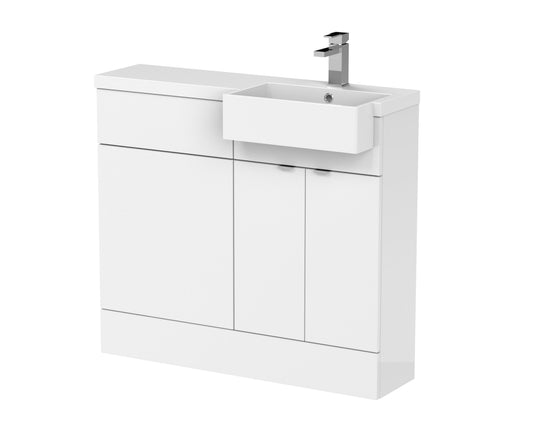 Hudson Reed Fusion 1000mm Floor Standing 2 Door Vanity & Toilet Combination with Right Hand Semi Recessed Basin