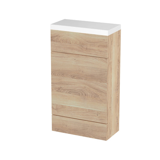 Hudson Reed Fusion 500mm Compact Bleached Oak Toilet Unit & Polymarble Top