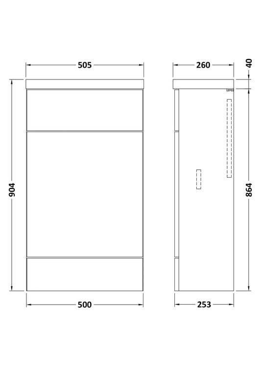 Hudson Reed Fusion 500mm Compact Bleached Oak Toilet Unit & Polymarble Top