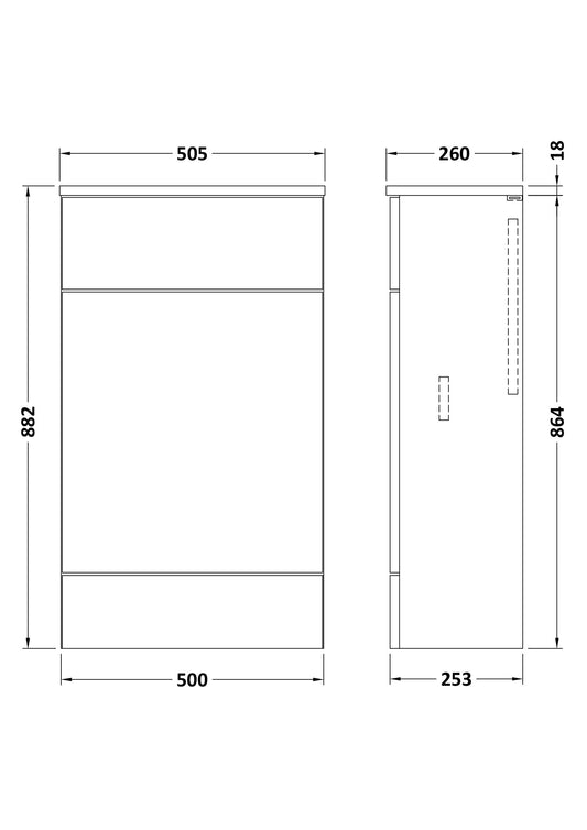 Hudson Reed Fusion 500mm 255mm Deep Bleached Oak Toilet Unit