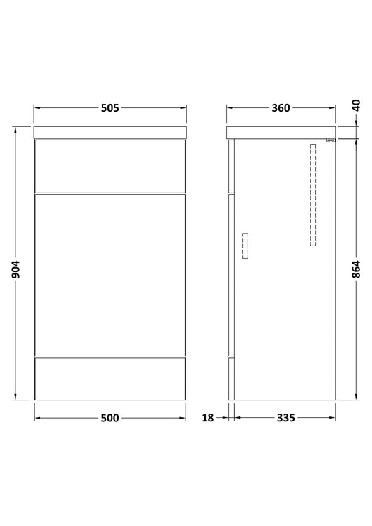 Hudson Reed Fusion 500mm Bleached Oak Toilet Unit with Polymarble Top