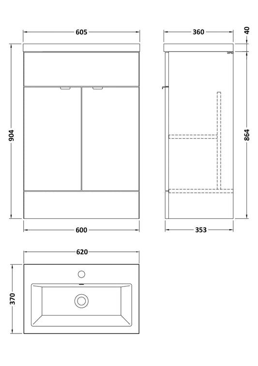 Hudson Reed Fusion 600mm Bleached Oak Vanity Unit & Basin Ready-Built