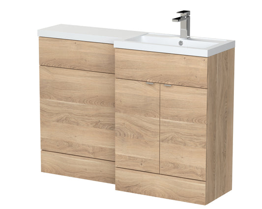 Hudson Reed Fusion 1200mm Right Hand Bleached Oak Combination Vanity Unit With Handles