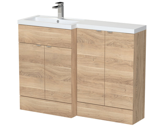 Hudson Reed Fusion 1200mm Left Hand Bleached Oak Combination Unit with Basin