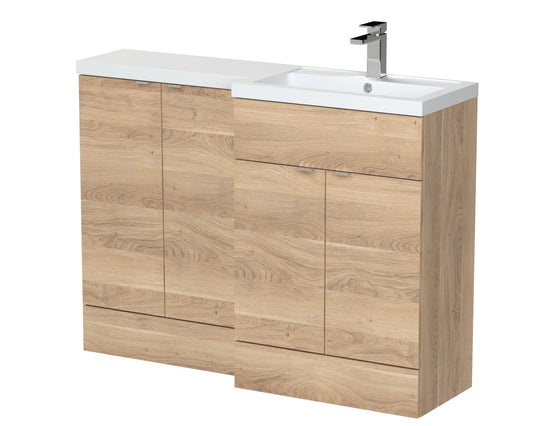 Hudson Reed Fusion 1200mm Right Hand Bleached Oak Combination Unit with Basin
