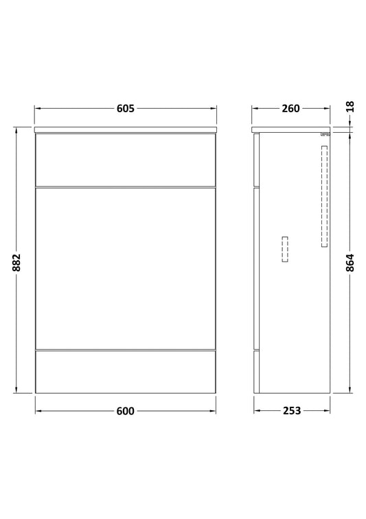 Hudson Reed Fusion 600mm 255mm Deep Bleached Oak WC Unit