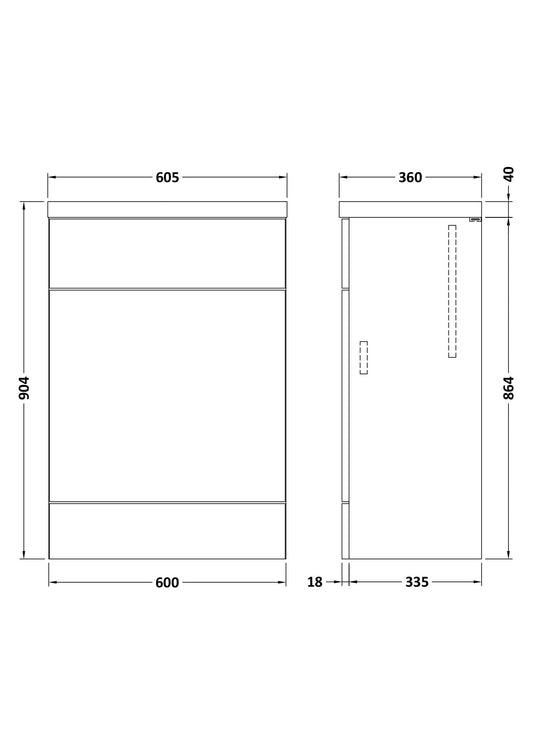 Hudson Reed Fusion 600mm Bleached Oak Toilet Unit With Polymarble Top