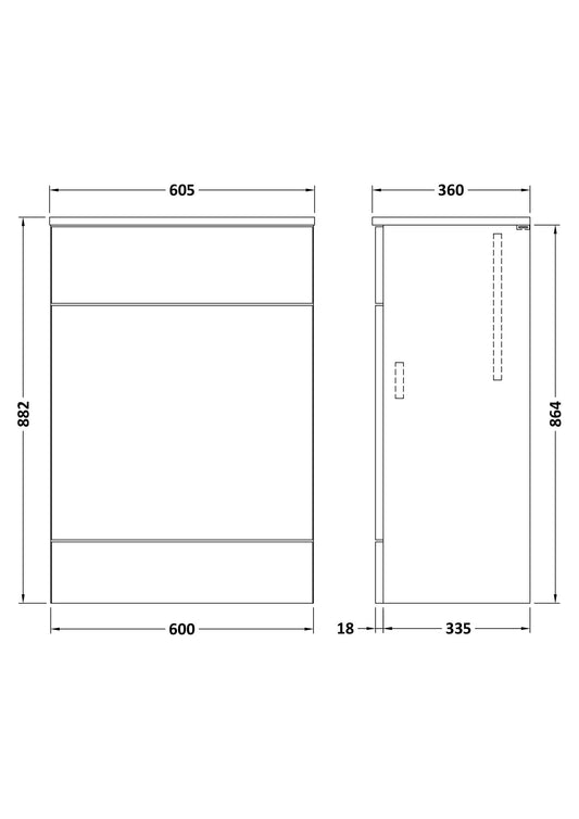 Hudson Reed Fusion 600mm 355mm Deep Bleached Oak Toilet Unit