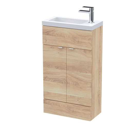 Hudson Reed Fusion 500mm Bleached Oak Compact Vanity Unit & Basin With Handles