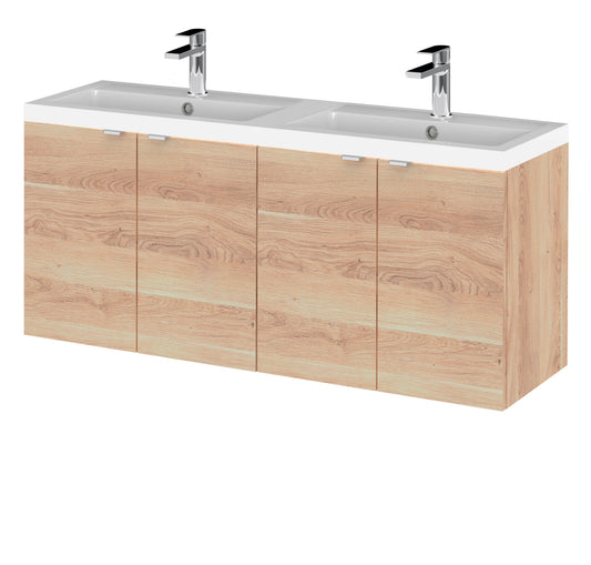 Hudson Reed Fusion 1200mm Wall Hung 4-Door Vanity Unit with Double Basin