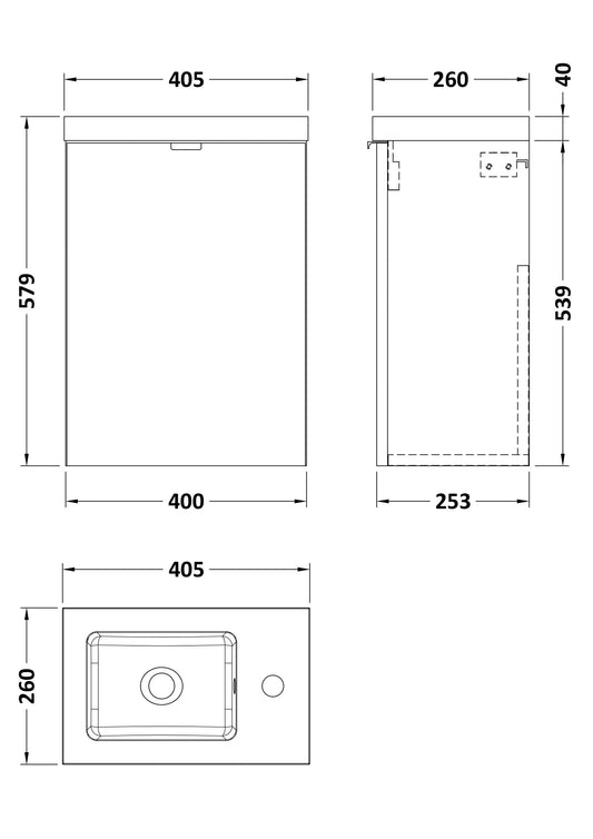Hudson Reed Fusion 400mm 1-Door Wall Hung Unit & Basin