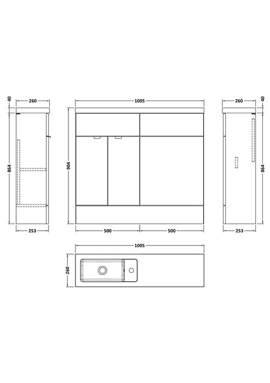 Hudson Reed Fusion 1000mm Bleached Oak Compact Combination Vanity & Toilet Unit With Soft Close Doors